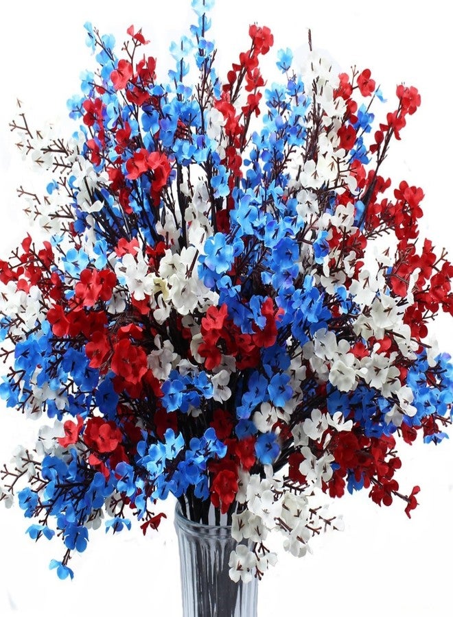 DoubleWood 4 of July Decor Artificial Flowers Indoor, 10PCS Red White and Blue Artificial Babys Breath Flowers, Patriotic Decor for Floral Arrangement Table Centerpieces (10, Red, White and Blue) - Image 1