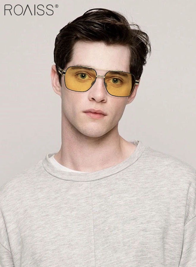 رويس نظارة أفياتور شمسية مستقطبة رجالية، نظارة الشمس الواقية من الأشعة فوق البنفسجية 400 بإطار معدني، ظلال شمس مضادة للوهج عصرية للرجال مناسبة للقيادة وصيد الأسماك والسفر، أسود ذهبي، 57 مم - Image 2