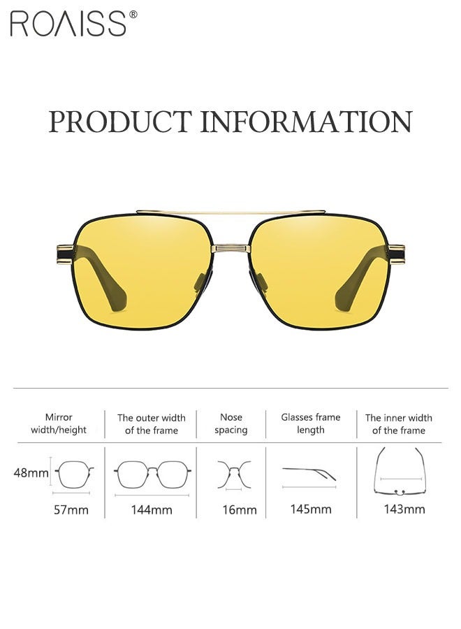 رويس نظارة أفياتور شمسية مستقطبة رجالية، نظارة الشمس الواقية من الأشعة فوق البنفسجية 400 بإطار معدني، ظلال شمس مضادة للوهج عصرية للرجال مناسبة للقيادة وصيد الأسماك والسفر، أسود ذهبي، 57 مم - Image 4