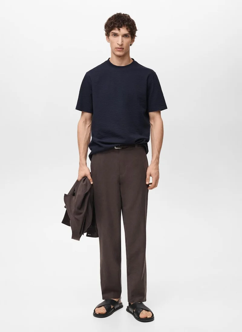 Mango Man Cotton Seersucker T-Shirt