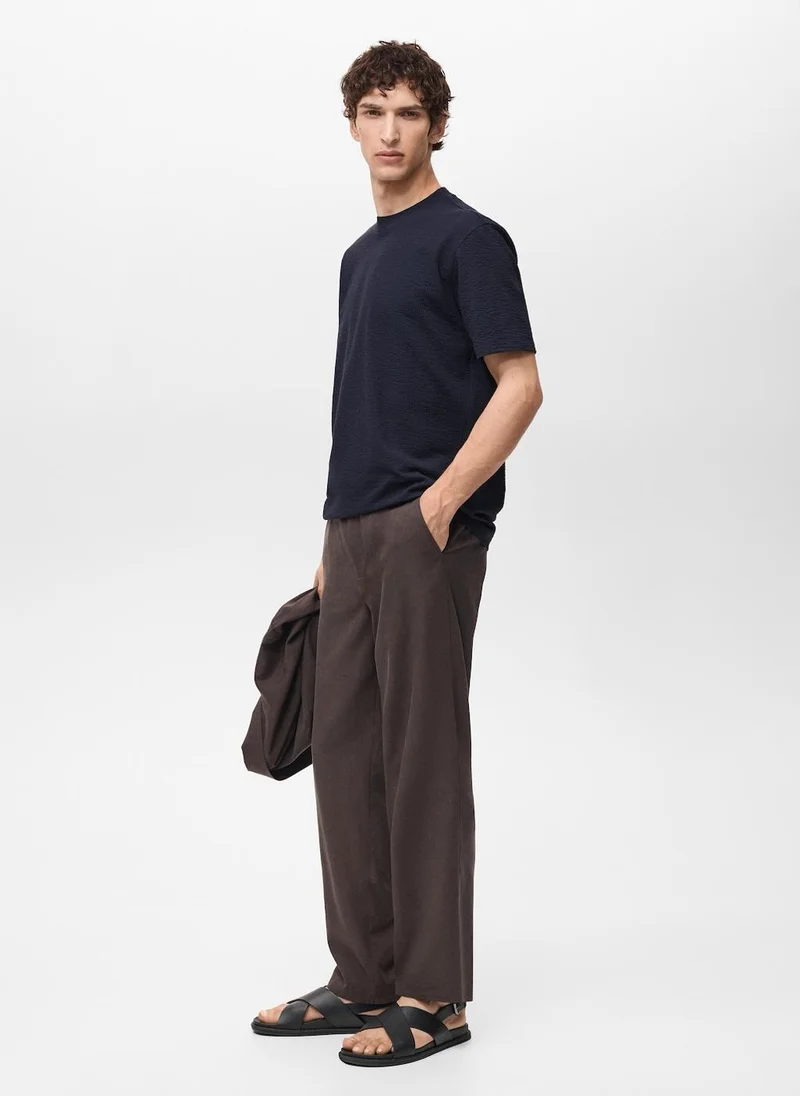Mango Man Cotton Seersucker T-Shirt