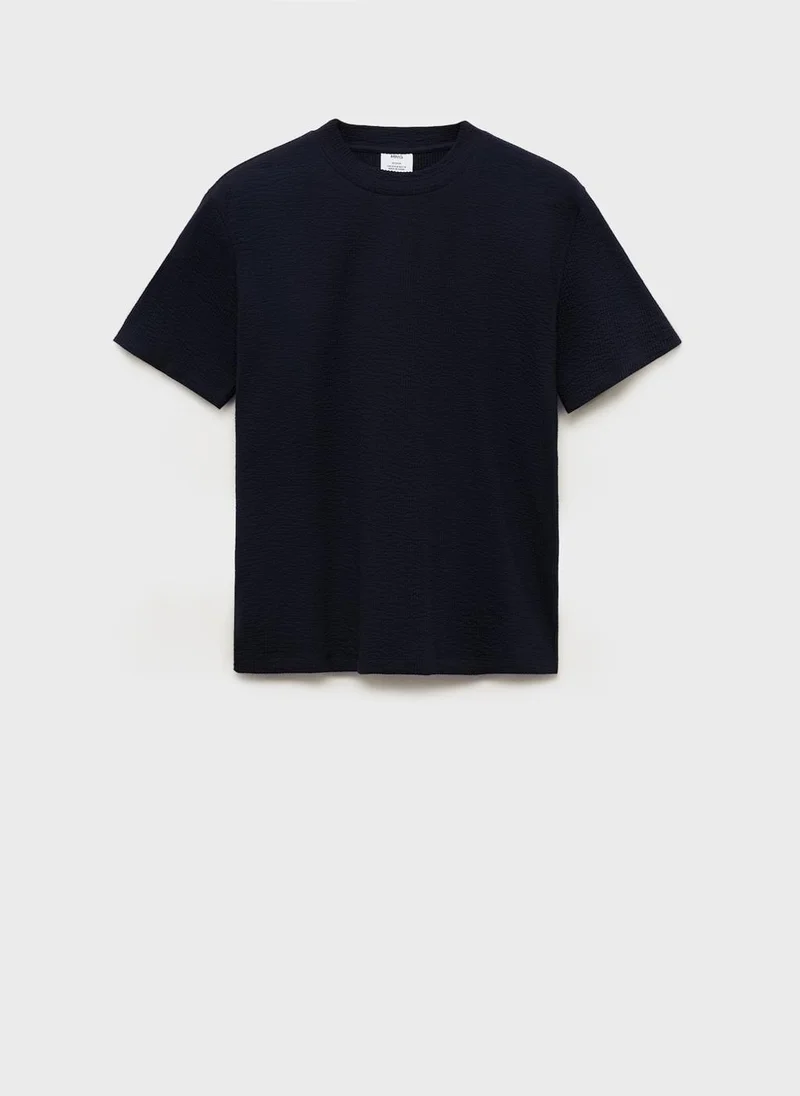 Mango Man Cotton Seersucker T-Shirt