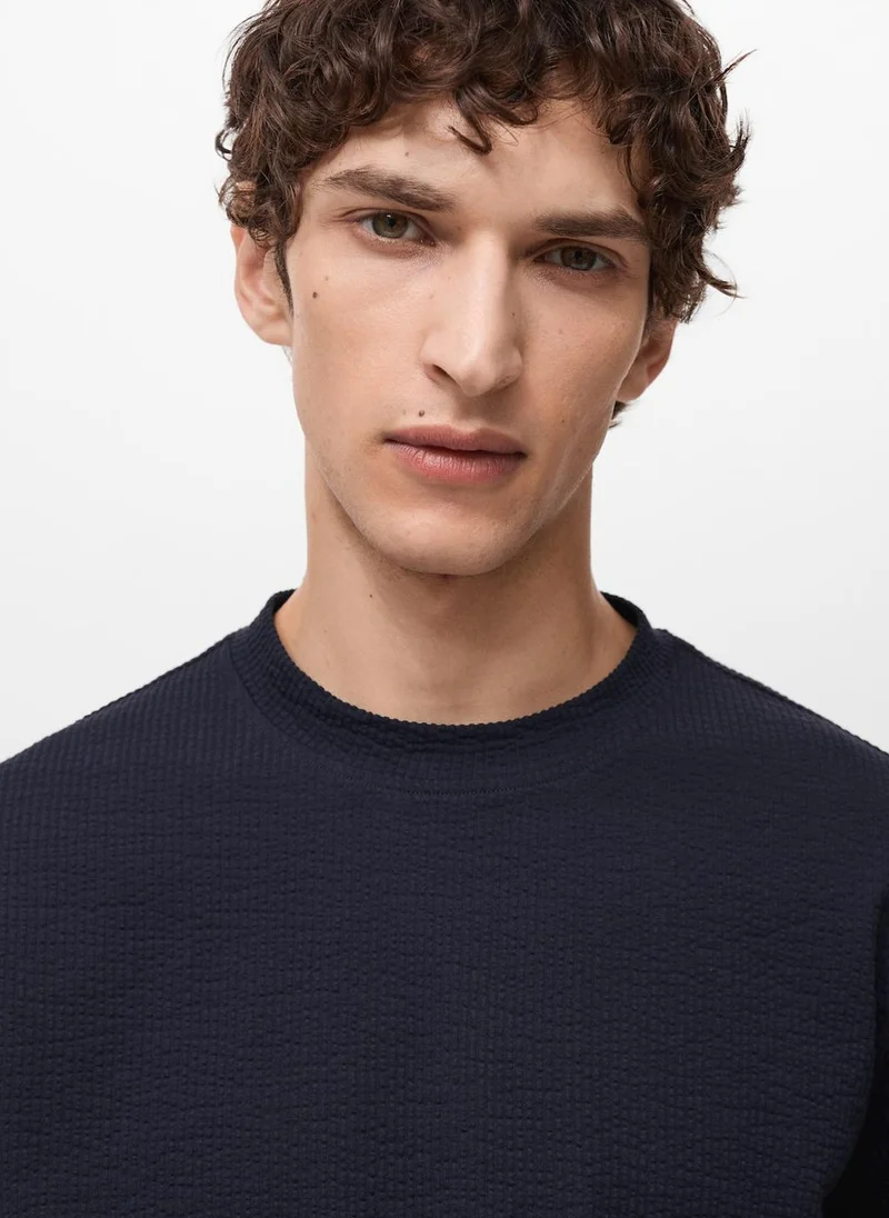 Mango Man Cotton Seersucker T-Shirt