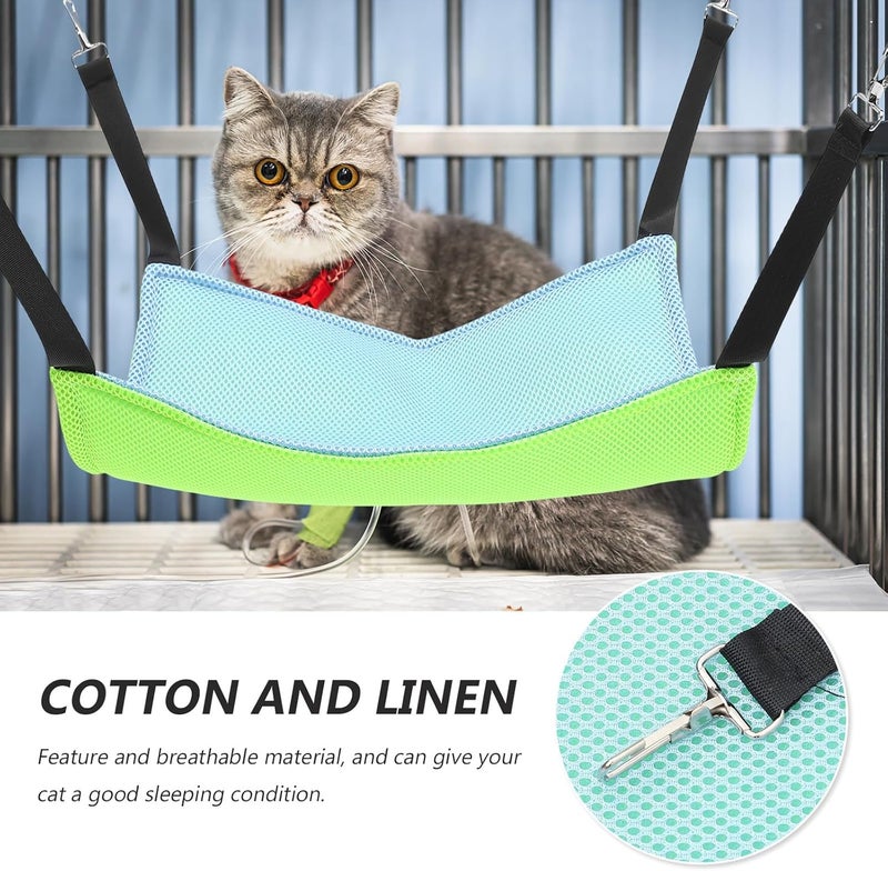 VICASKY Cat Hammock Hanging Bed Breathable Mesh Double-Sided Medium Size with Fluorescent Green and Blue for Pet Cage Indoor Use - Image 3