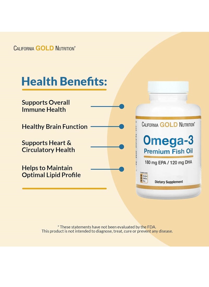 California Gold Nutrition California Gold Nutrition Omega-3 Premium Fish Oil Concentrated Formula with EPA and DHA Support for Optimal Lipid Profile and Immune System Gluten Free, Non-GMO 100 Fish Gelatin Softgels  - Image 4