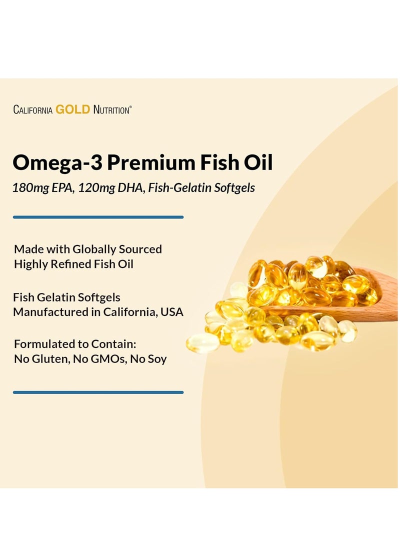 California Gold Nutrition California Gold Nutrition Omega-3 Premium Fish Oil Concentrated Formula with EPA and DHA Support for Optimal Lipid Profile and Immune System Gluten Free, Non-GMO 100 Fish Gelatin Softgels  - Image 3