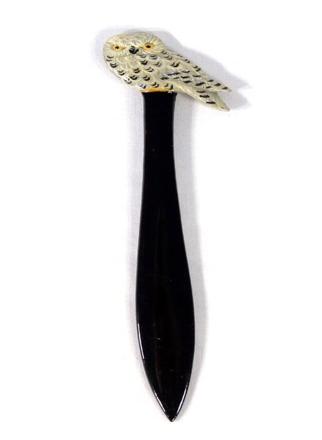 LX Hand Painted Flat White Snowy Owl Bird Letter Opener - Image 1