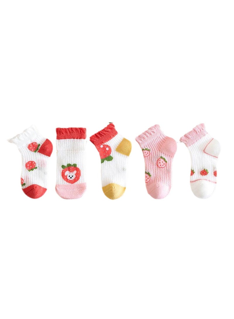 5 pairs of cute elastic children's socks thin mesh baby cartoon socks - Image 1