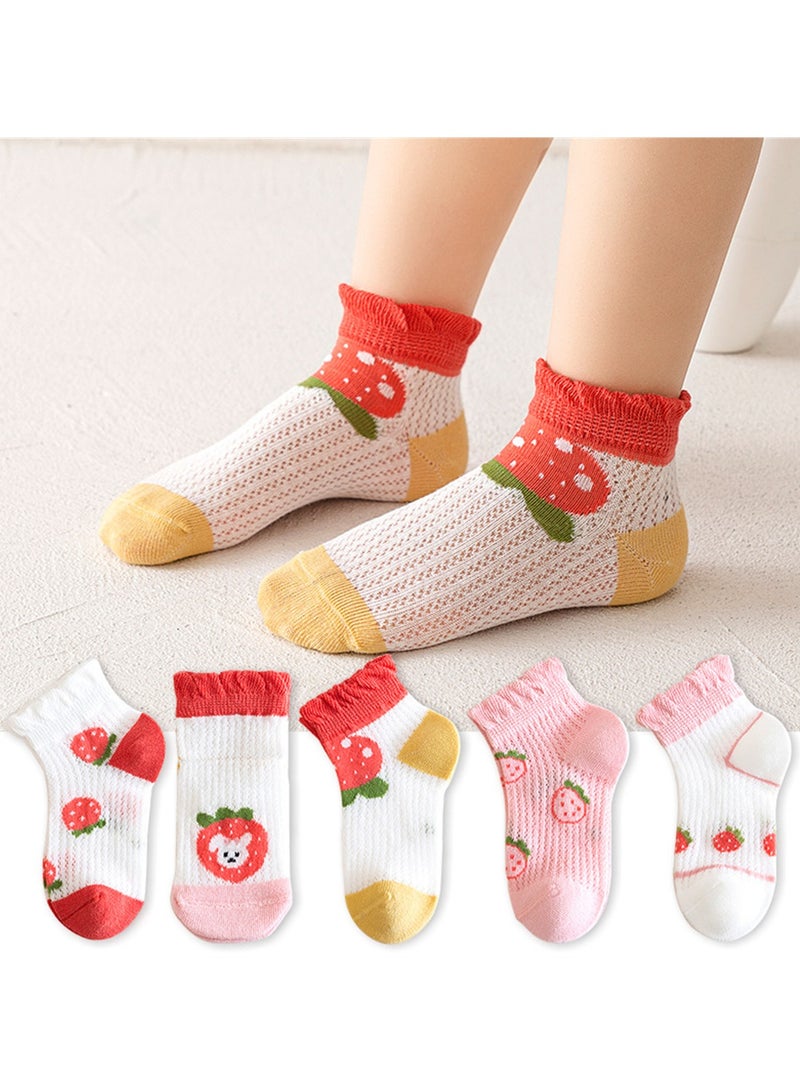 5 pairs of cute elastic children's socks thin mesh baby cartoon socks - Image 3