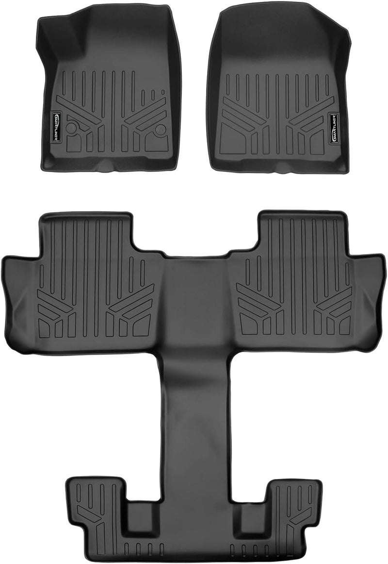 SMARTLINER Custom Fit Floor Mats 3 Row Liner Set Black for 2020 Cadillac XT6 with 2nd Row Bucket Seats - Image 1