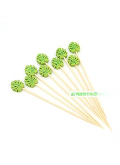 Arabest 1 x 5 pcs 100 Bamboo Fruit Picks Cocktail Skewers Round leaves 