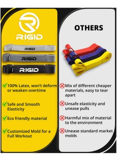 RIGID FITNESS Fitness Resistance Bands Set - Heavy Duty Rubber Bands, Pull Up Assistance Bands, Stretching Bands, Exercices Bands For Bodybuilding Workout And Home Workout- 3 Levels (Light, Medium & Hard)  - Image 2