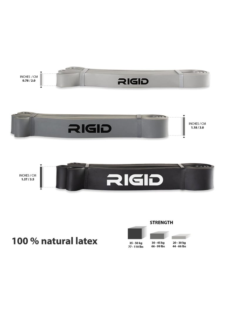 RIGID FITNESS - Fitness Resistance Bands Set - Heavy Duty Rubber Bands, Pull Up Assistance Bands, Stretching Bands, Exercices Bands For Bodybuilding Workout And Home Workout- 3 Levels (Light, Medium & Hard) - Image 1