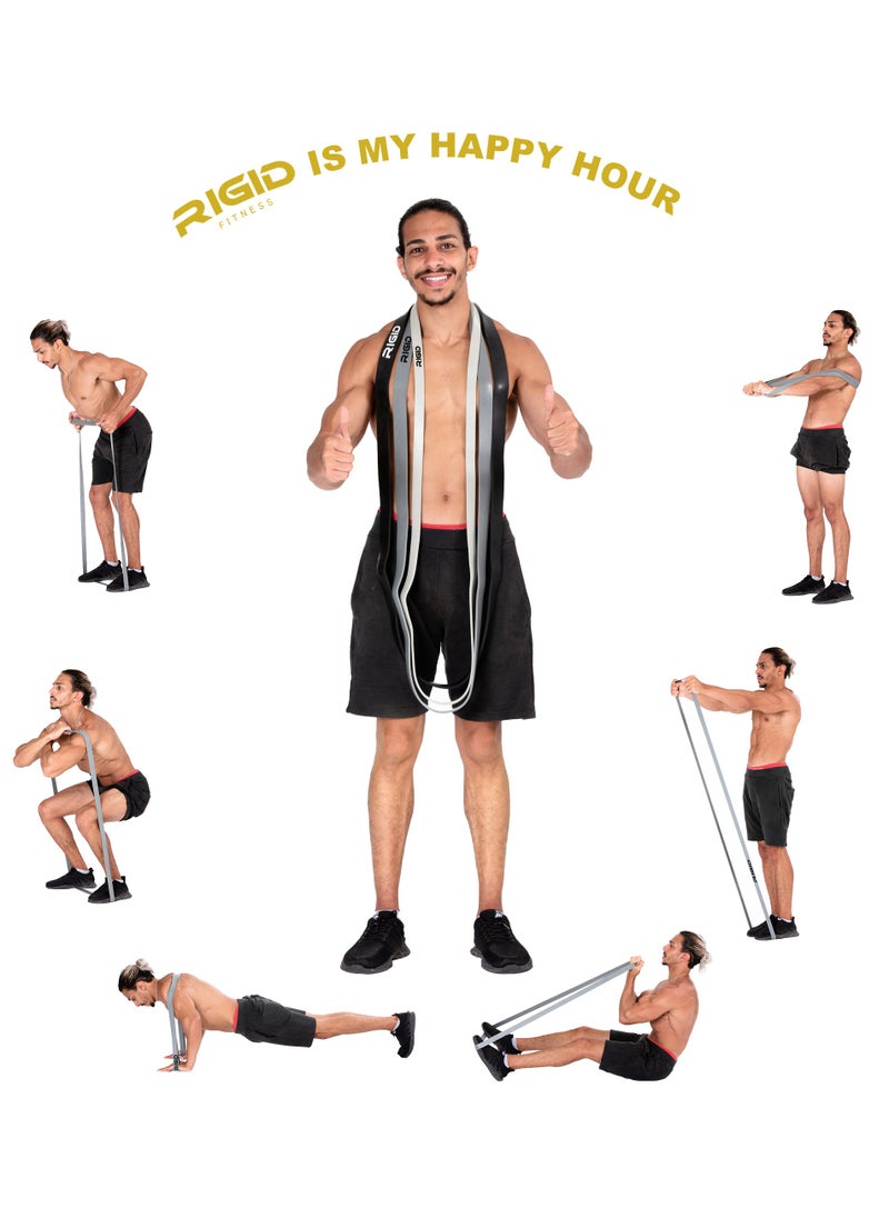 RIGID FITNESS - Fitness Resistance Bands Set - Heavy Duty Rubber Bands, Pull Up Assistance Bands, Stretching Bands, Exercices Bands For Bodybuilding Workout And Home Workout- 3 Levels (Light, Medium & Hard) - Image 1