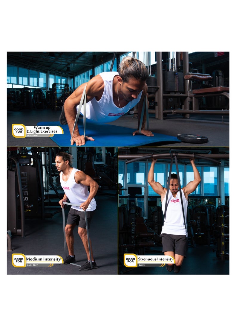 RIGID FITNESS - Fitness Resistance Bands Set - Heavy Duty Rubber Bands, Pull Up Assistance Bands, Stretching Bands, Exercices Bands For Bodybuilding Workout And Home Workout- 3 Levels (Light, Medium & Hard) - Image 1