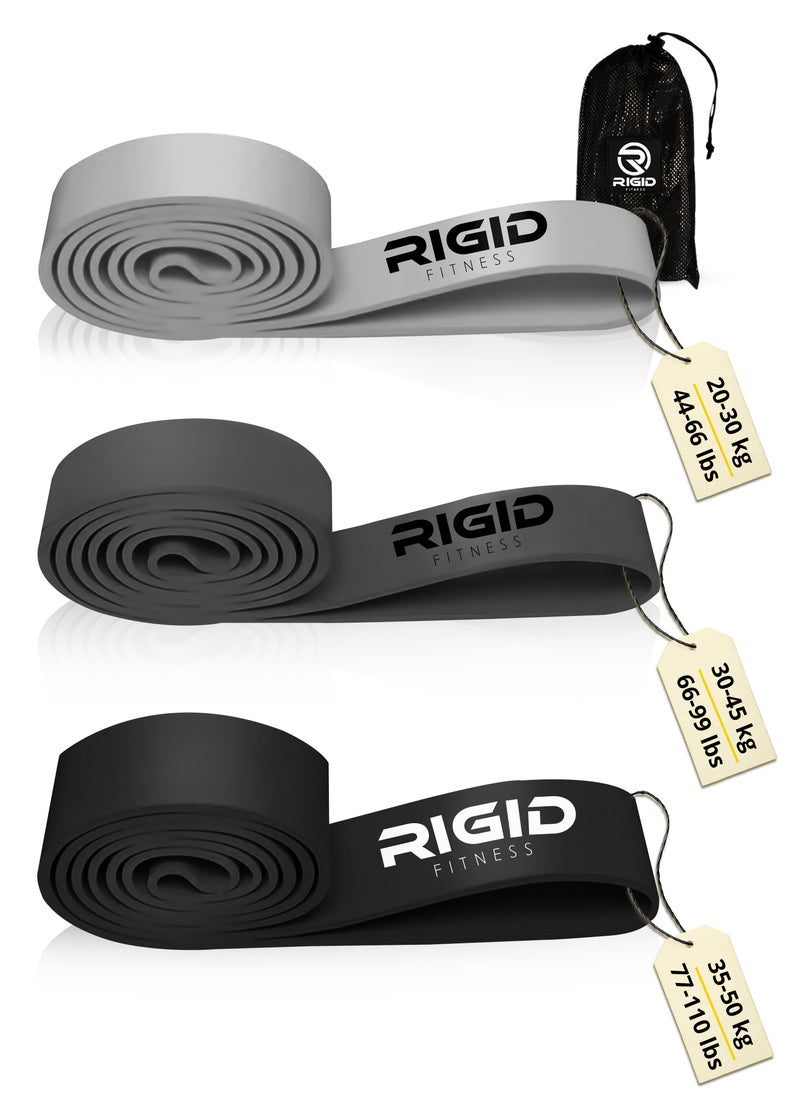 RIGID FITNESS - Fitness Resistance Bands Set - Heavy Duty Rubber Bands, Pull Up Assistance Bands, Stretching Bands, Exercices Bands For Bodybuilding Workout And Home Workout- 3 Levels (Light, Medium & Hard) - Image 1