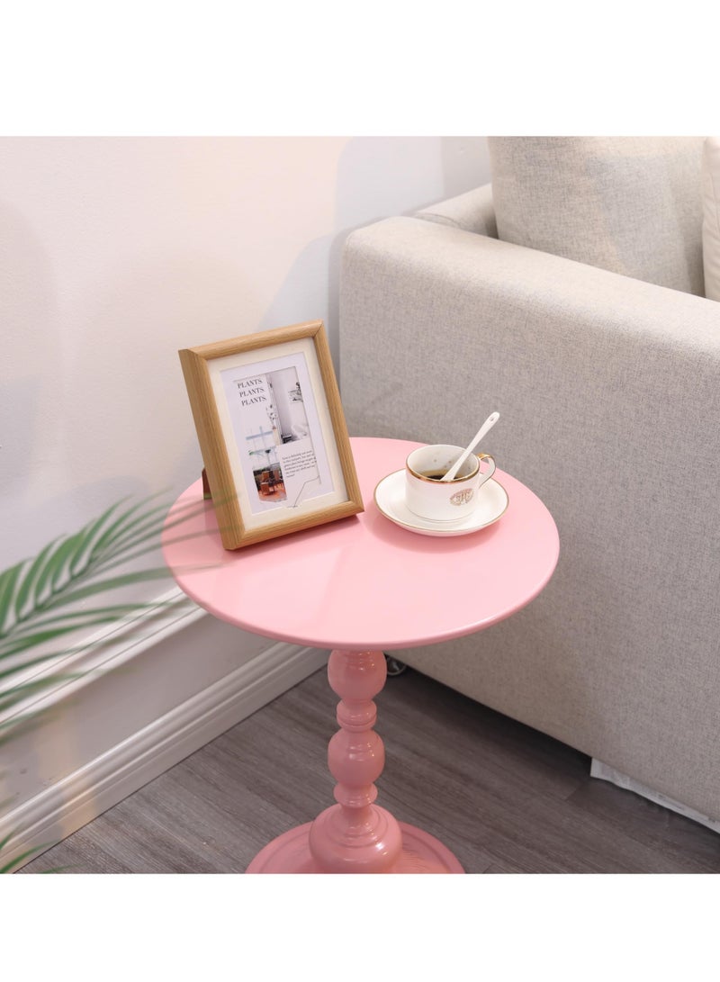 XiuWoo End Table, Pink Round Side Table Nightstand for Bedside or Sofa, Vintage Style Accent Table Decorative Small Space Living Room Bedroom Patio, Small Bar Pub Table, 40*50cm, pink  - Image 5