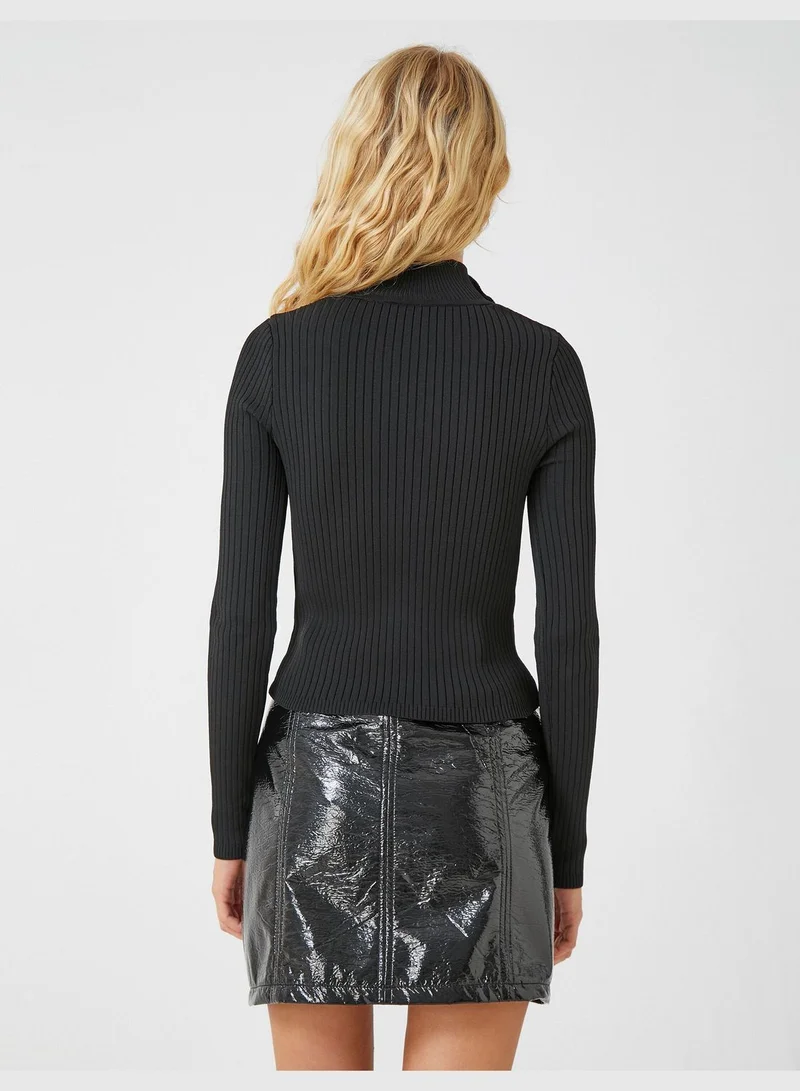 KOTON Half Turtle Neck Sweater Zipper Detail