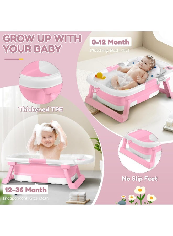 Collapsible Baby Bathtub with Thermometer & Soft Cushion – Foldable Portable Tub 0–36 Months, No‑Slip Feet & Easy Drain Plug | Ideal Baby Shower Gift - Image 5