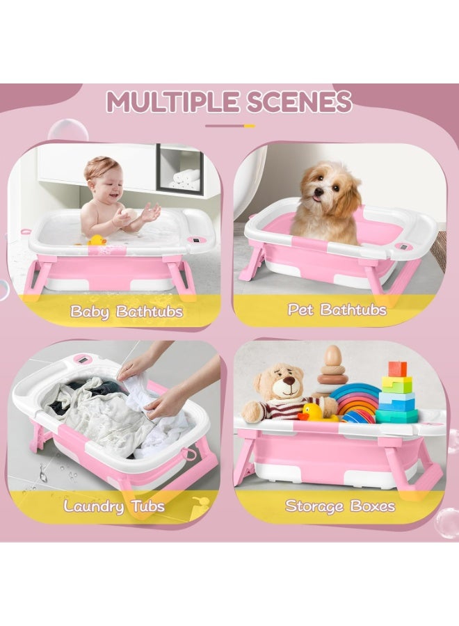 Collapsible Baby Bathtub with Thermometer & Soft Cushion – Foldable Portable Tub 0–36 Months, No‑Slip Feet & Easy Drain Plug | Ideal Baby Shower Gift - Image 4