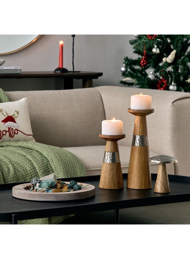 Home Box Flig Decorative Wooden Tray with Iron Detail 30 x 2.5 x 30 cm - Image 4