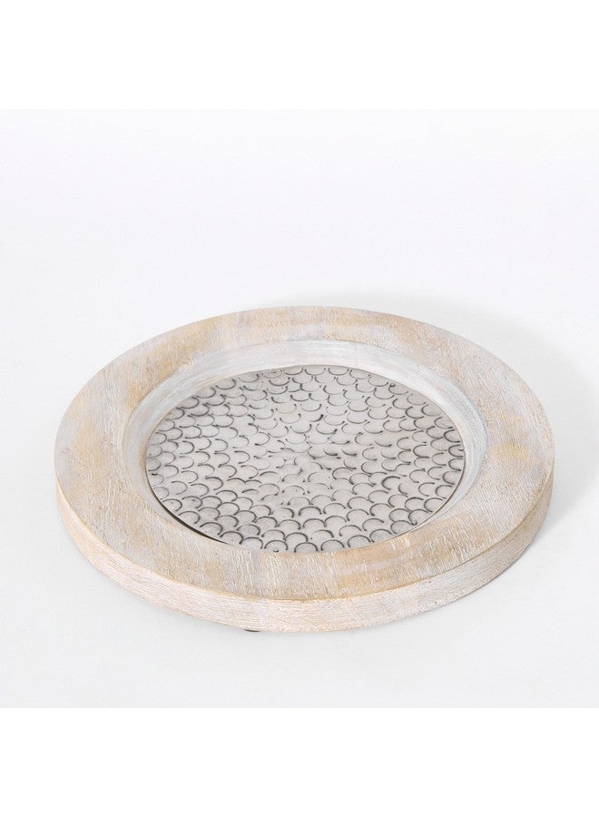 Home Box Flig Decorative Wooden Tray with Iron Detail 30 x 2.5 x 30 cm - Image 5