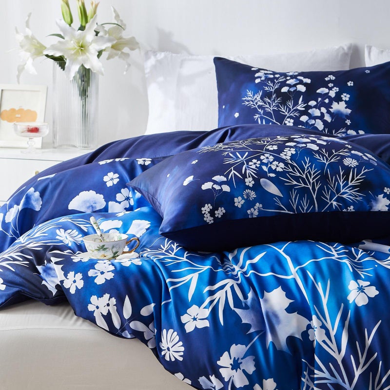 Cupocupa Duvet Cover King Size Set Boho Floral Pattern King Duvet Cover Set for King Size Bed Vintage Soft Bedding Leaf Print Duvet Cover with Pillowcases - Image 5