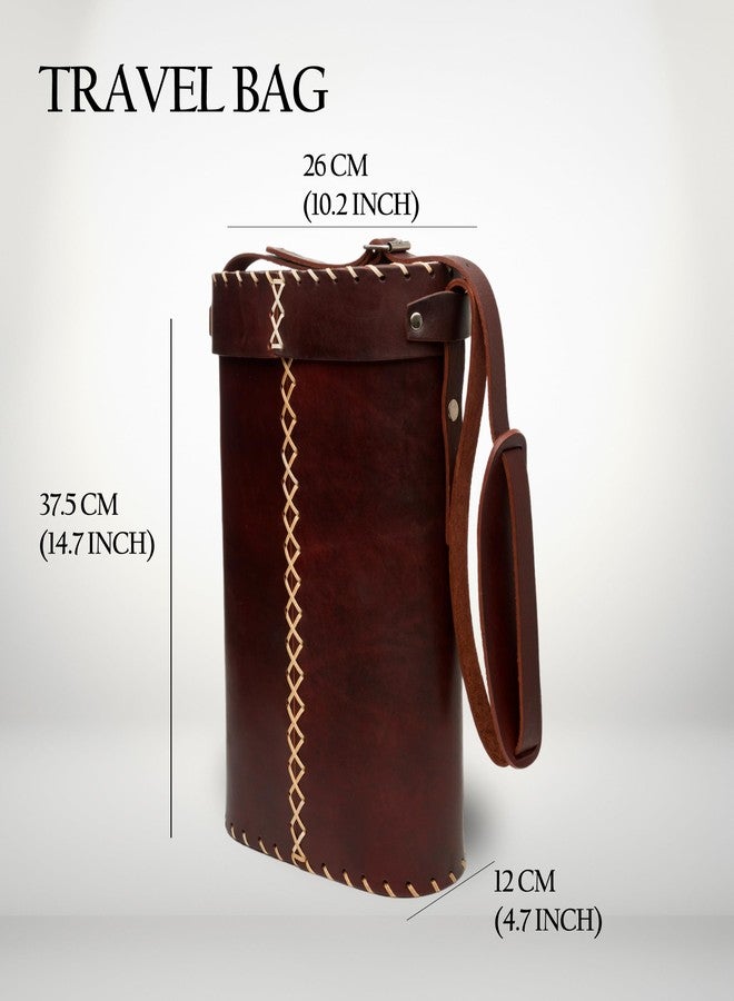 THEARG Matero Bag for Yerba Mate Gourd and Thermos, Fully Leather, Handmade Artisanal, With Handle and Shoulder Strap, Essential for Travel, Picnic, Camping and Home Use - (Color Brown) - Image 3