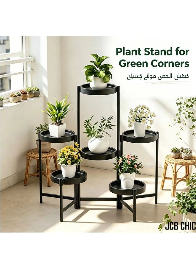 JCB CHIC Plant Stand Indoor Outdoor, 7 Tier Corner MetalFlower Stand，Folding Tall Orchid Rack，Tiered Iron Flower Display Holders Shelf Rack for Indoor Outdoor Patio Window Porch Garden（78cm High） - Image 1