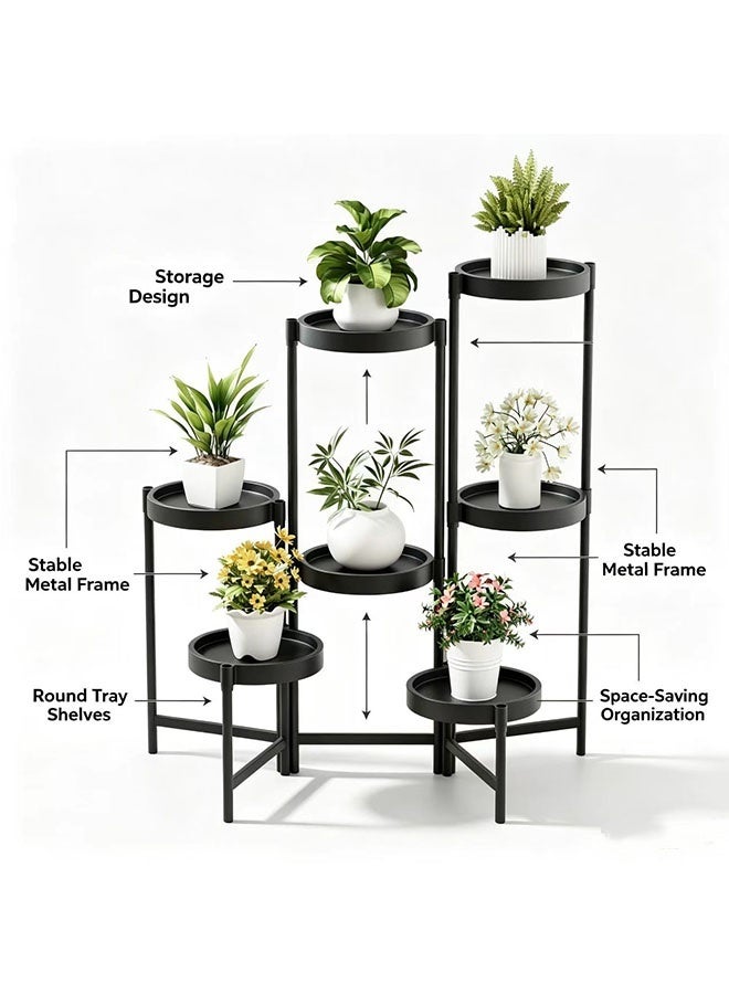 JCB CHIC Plant Stand Indoor Outdoor, 7 Tier Corner MetalFlower Stand，Folding Tall Orchid Rack，Tiered Iron Flower Display Holders Shelf Rack for Indoor Outdoor Patio Window Porch Garden（78cm High） - Image 4