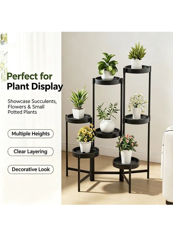 JCB CHIC Plant Stand Indoor Outdoor, 7 Tier Corner MetalFlower Stand，Folding Tall Orchid Rack，Tiered Iron Flower Display Holders Shelf Rack for Indoor Outdoor Patio Window Porch Garden（78cm High） - Image 3