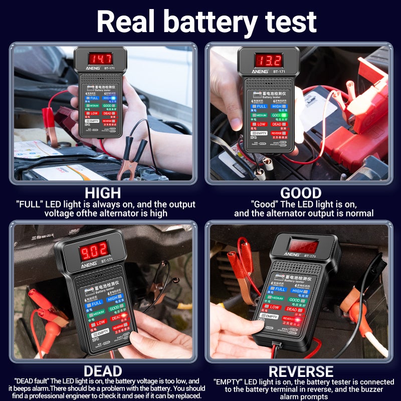 ANENG BT-171 12V Multifunctional Battery Testers Status-Indicator Auto Repair Industry Detection with LED Reverse Display Screen Electrician Tool - Image 2