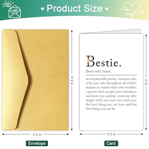Chenive Bestie Definition Card, BFF Greeting Card, Funny Best Friend Birthday Card, Bestie Sister Friendship Card for Women Lady Girl - Image 2