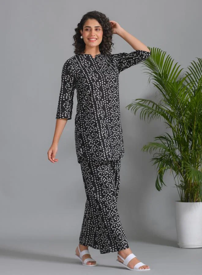 Sanskrutihomes  Sanskrutihomes Women All-Over Print Pure Cotton Top and Pyjama Set for Women | Best Price UAE