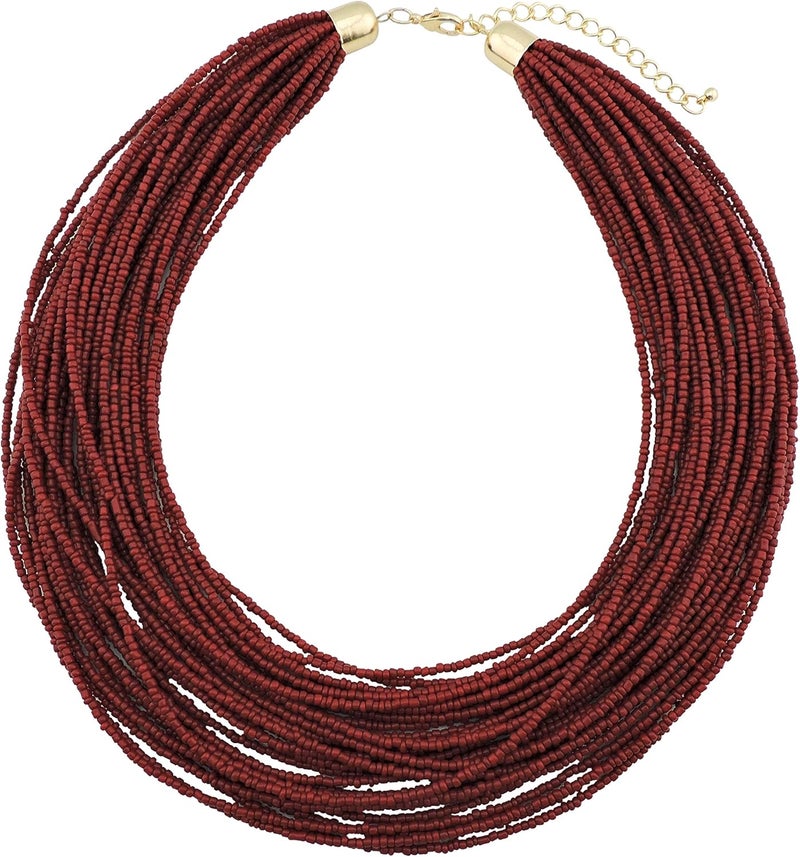 Bocar Multi Layer Chunky Bib Statement Seed Beads Cluster Collar Necklace for Women Gift (NK-10351) - Image 1