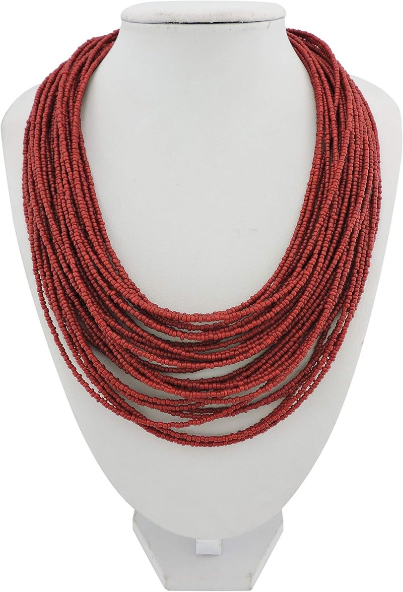Bocar Multi Layer Chunky Bib Statement Seed Beads Cluster Collar Necklace for Women Gift (NK-10351) - Image 2