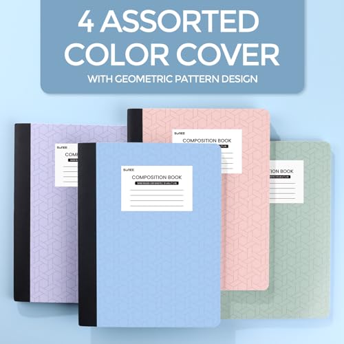 SUNEE Composition Notebooks - Wide Ruled Paper, 12 Pack Composition Book, 9 3/4" x 7 1/2", 80 Sheets/160 Pages, Assorted Colors, School & Office Supplies - Image 5