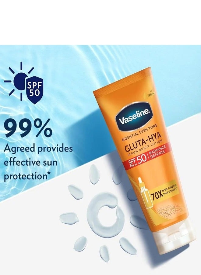 فازلين لوشن جلوتا هيا معزز بالسيروم مع عامل حماية من اشعة الشمس SPF 50 - Image 2