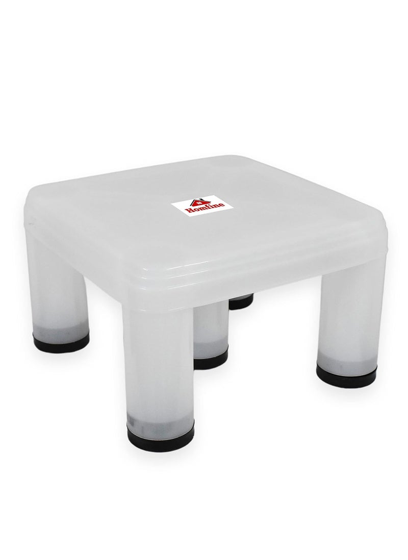 Homfine - Homfine Bathroom Stool/Chair/Patla Big Size Strong 5 Legs Multipurpose Plastic Stool for Home, Kitchen, Bathroom (White, 1Pc) - Image 1