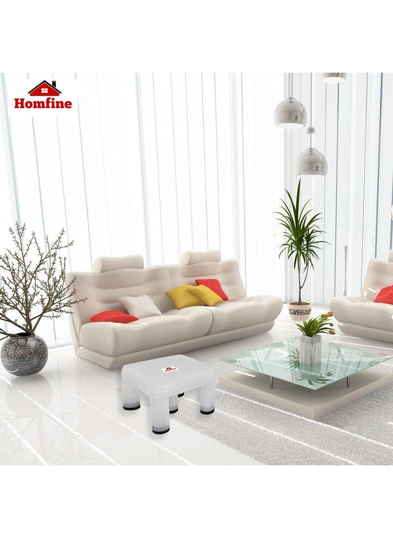 Homfine - Homfine Bathroom Stool/Chair/Patla Big Size Strong 5 Legs Multipurpose Plastic Stool for Home, Kitchen, Bathroom (White, 1Pc) - Image 1