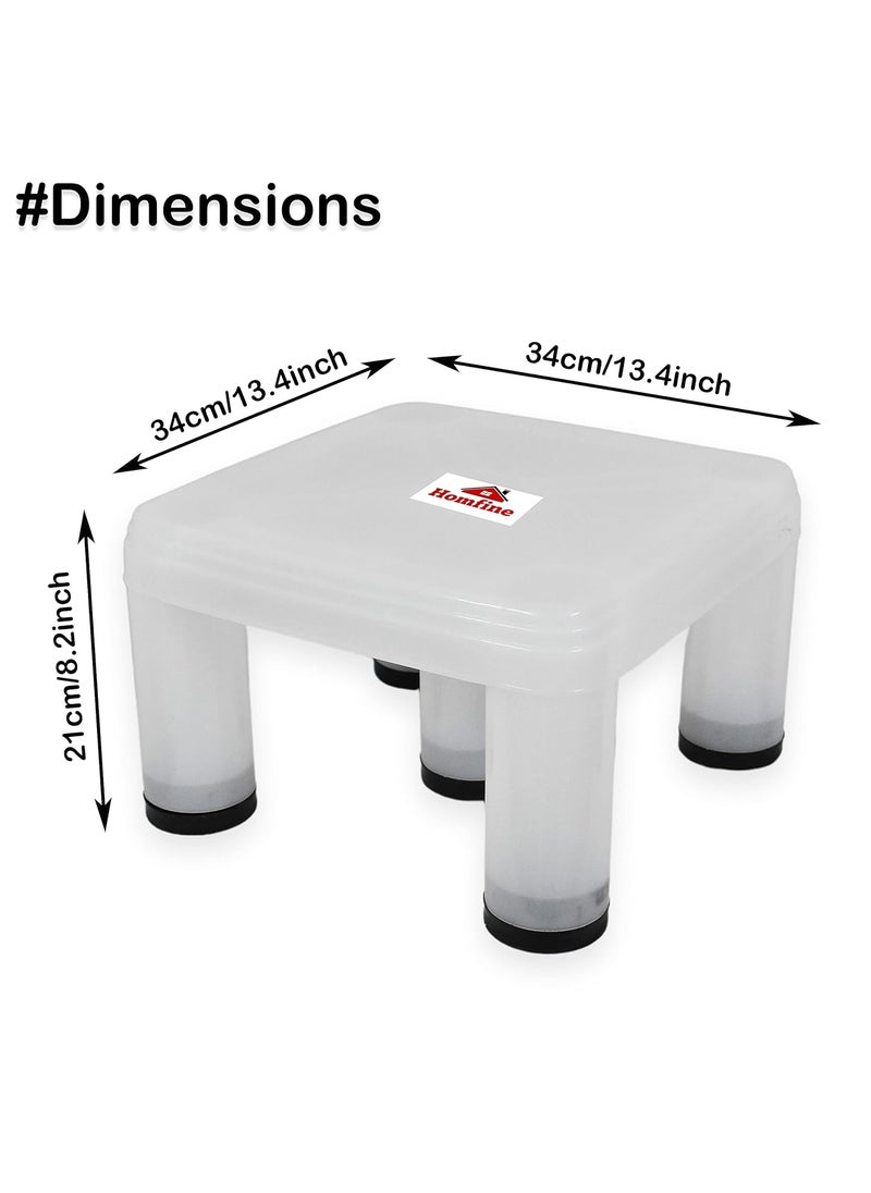 Homfine - Homfine Bathroom Stool/Chair/Patla Big Size Strong 5 Legs Multipurpose Plastic Stool for Home, Kitchen, Bathroom (White, 1Pc) - Image 1