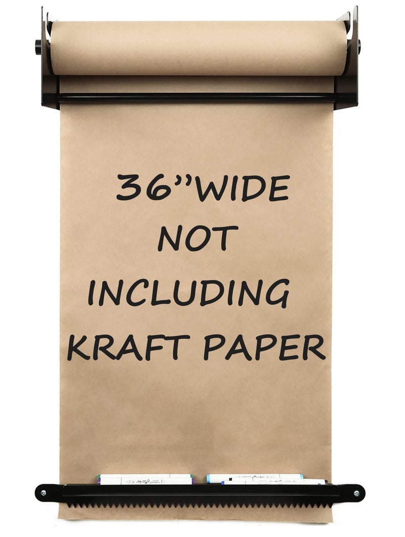 Fitous Fitous 36 Kraft Paper Dispenser Wall MountButcher Paper DispenserPaper Roll Cutter to Do ListsIdeal for HomeOffice Wall Paper Holder with Serrated Edge Cut BarBlack 
