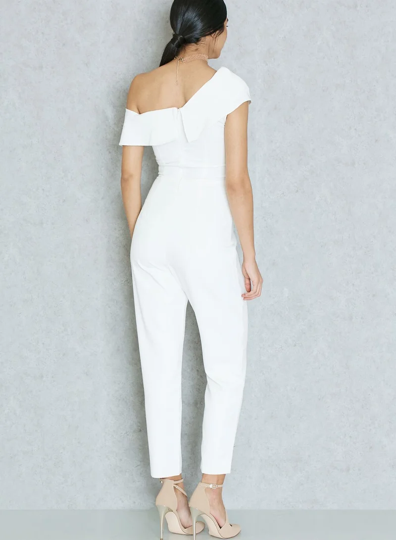 lavish alice Asymmetric Shoulder Twisted Jumpsuit