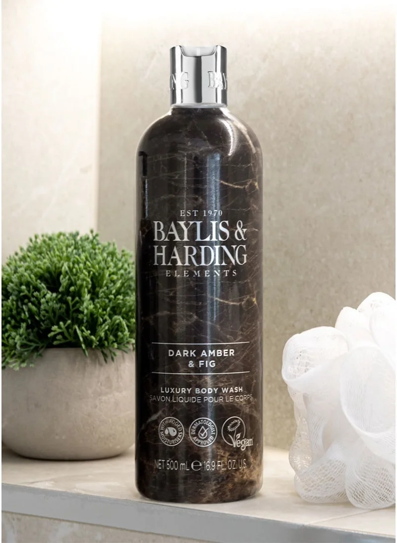 Baylis & Harding 500 Elements Dark Amber and Fig Body Wash, 500ml | Vegan | Enriched in Vitamin E | Nourishing, Hydrating and Moisturising Formula | Paraben Free  | Best Price UAE