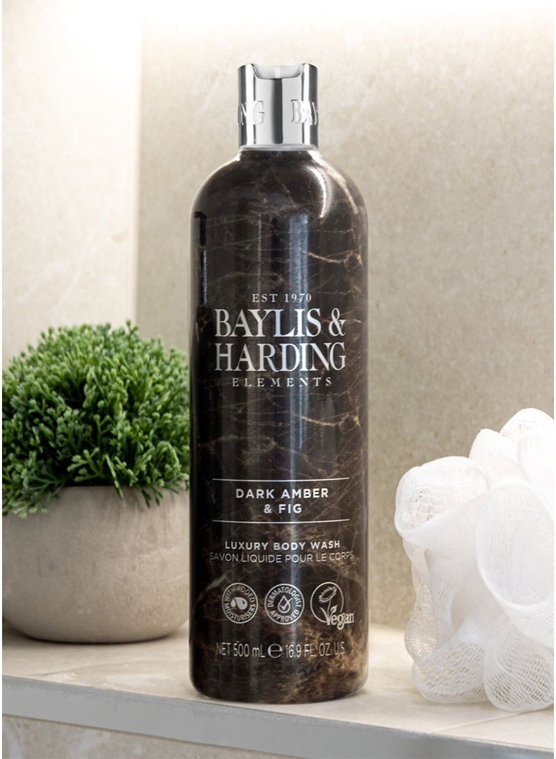 بايليس & هاردينج غسول الجسم "إيلمنتس" برائحة العنبر الداكن والتين، ٥٠٠ مل | نباتي | غني بفيتامين هـ | تركيبة مغذية ومرطبة | خالٍ من البارابين - Image 3