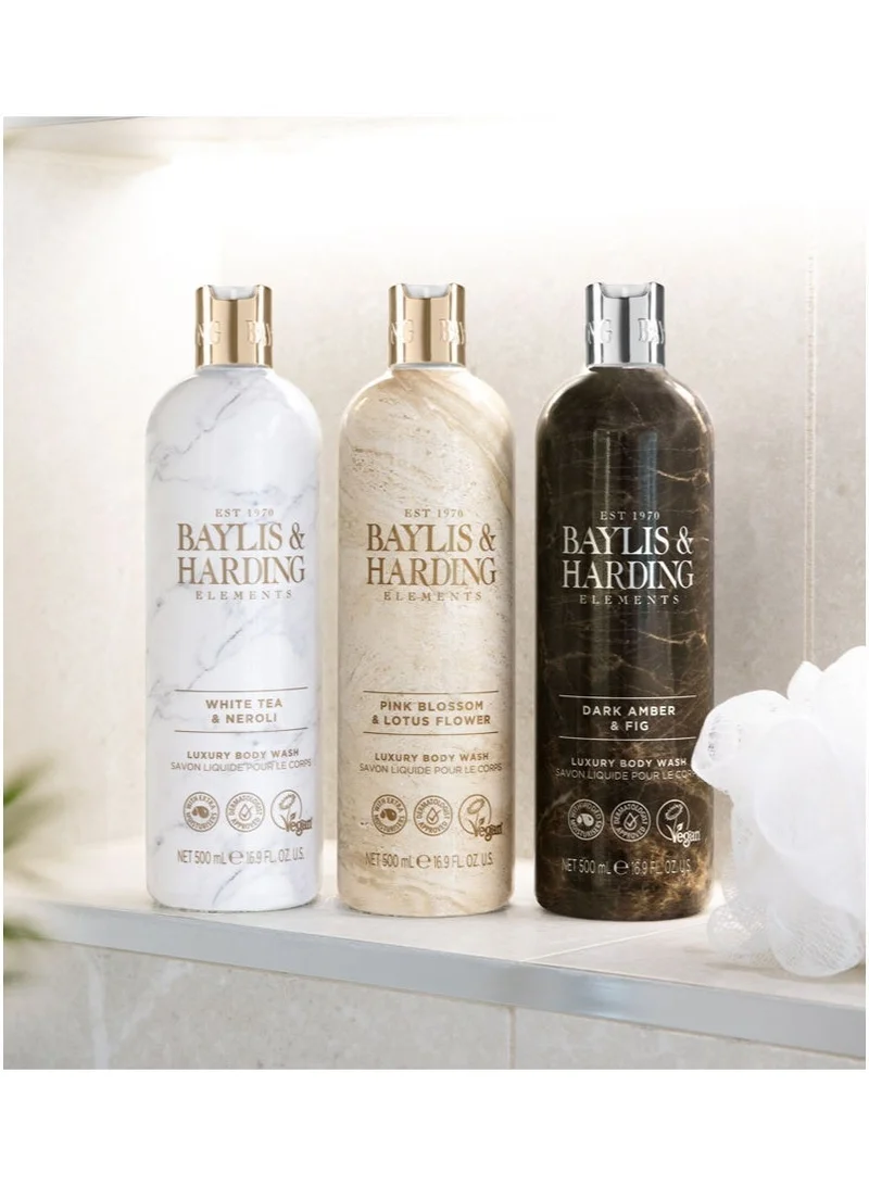 Baylis & Harding 500 Elements Dark Amber and Fig Body Wash, 500ml | Vegan | Enriched in Vitamin E | Nourishing, Hydrating and Moisturising Formula | Paraben Free  | Best Price UAE