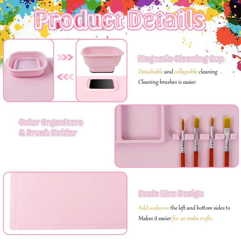 HASTHIP® Silicone Painting Station Kit - 40*50cm Painting Mat Non-Stick - Multipurpose Station for Kids,with Apron,Oversleeve Brushes Paint Mat Art Supplies for & DIY Creation - Image 3
