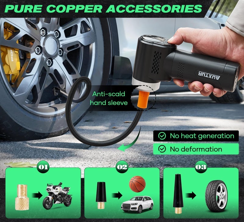 AUXTUR Vehicle Tire Inflator Portable Air Compressor & Inflator(150PSI),TYPE-C 6000mAH Car Tire Pump with Light, Digital Tire Pressure Gauge, Air Pump-Car Motorcycle Accessories - Image 3