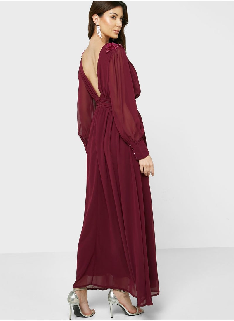 Ella Limited Edition Surplice Neck Pleated Dress  - Image 2