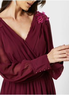 Ella Limited Edition Surplice Neck Pleated Dress  - Image 3